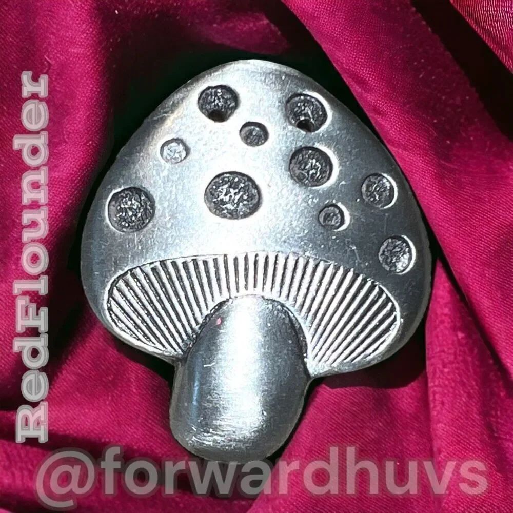 Charming Mushroom Silver Tone Brooch: A Treasure with Time-Worn Character